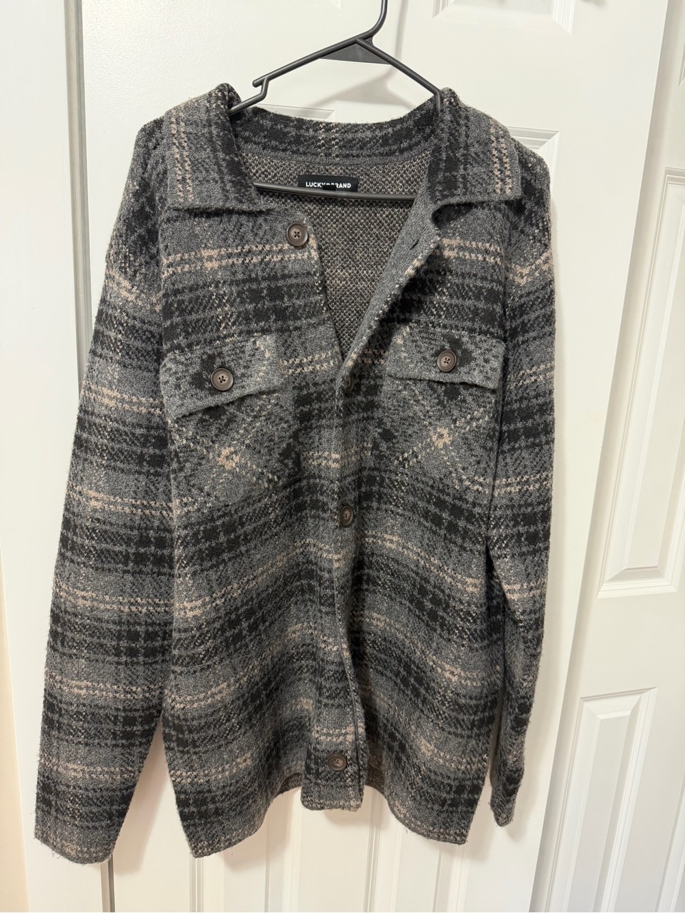 Lucky Brand Fuzzy Plaid Button-Front Jacket